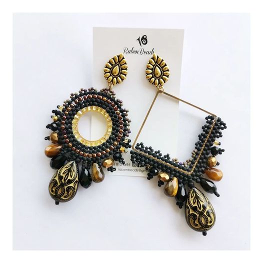 Black & Gold Mismatched Statement Earrings