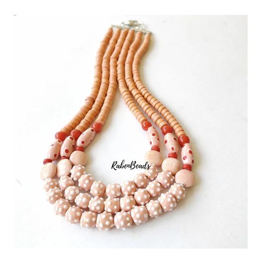 RB Pastel Peach Indonesian Necklace