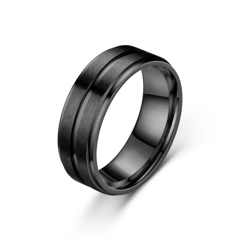 Stainless Steel 8mm Wide Matte Double Bevel Ring