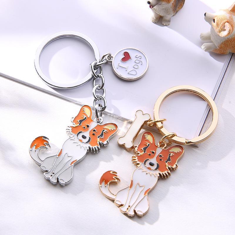 Pet Dog Painted Zinc Alloy Keychain