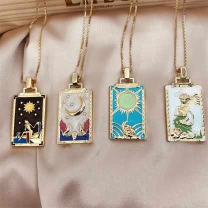 Square Tarot Cards Necklaces for Women