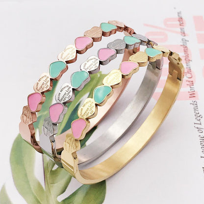 Heart Shape Titanium Steel Plating Bangle