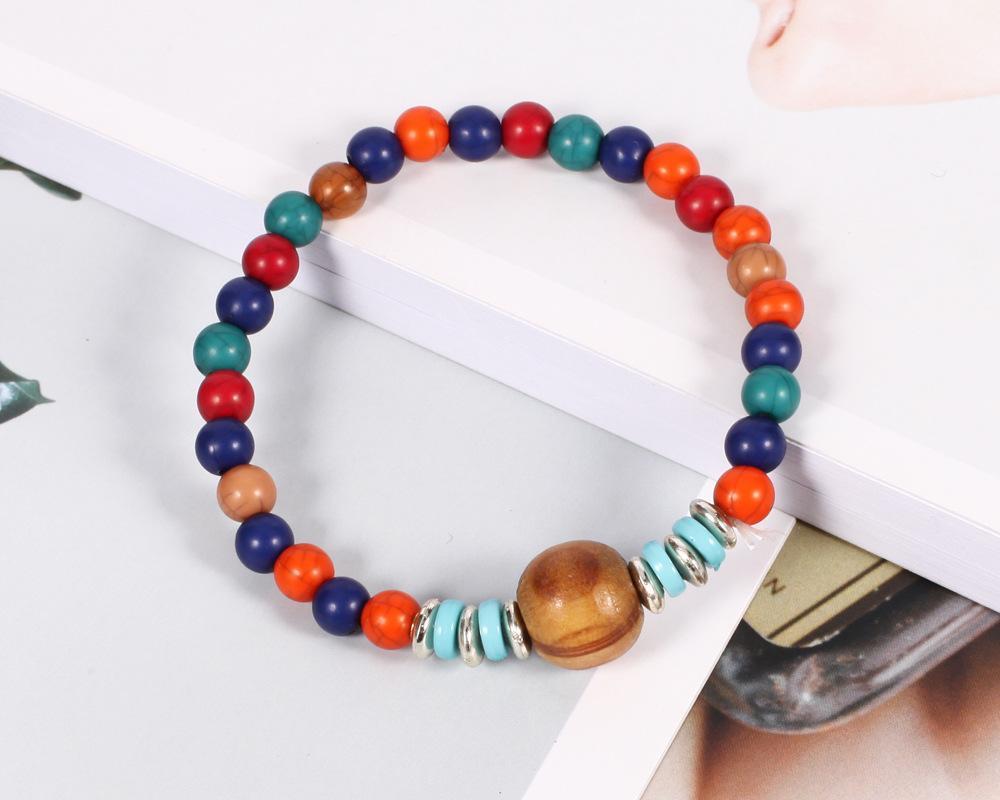 Handmade Bohemia Wood Beads Chain Bracelet Set