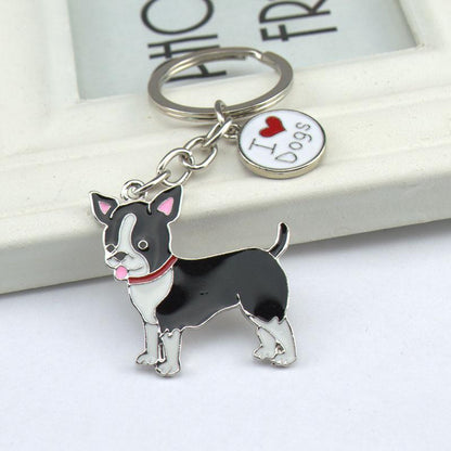 Multicolour Pet Dog Painted Zinc Alloy Keychain