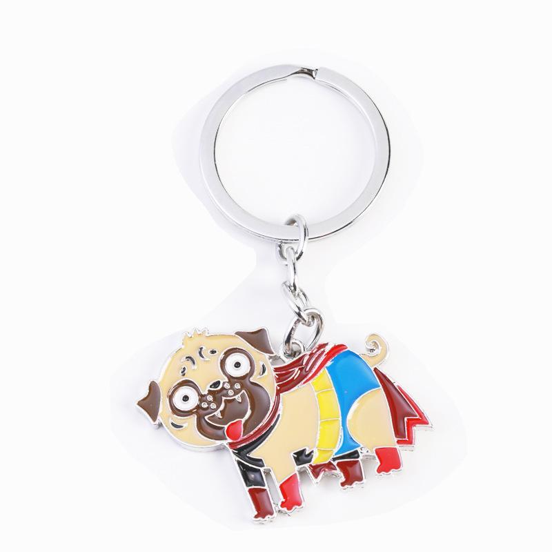 Multicolour Pet Dog Painted Zinc Alloy Keychain