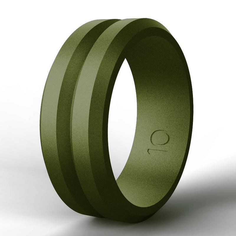 V Groove Beveled Men's Silicone Ring