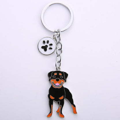 Pet Dog Painted Zinc Alloy Keychain