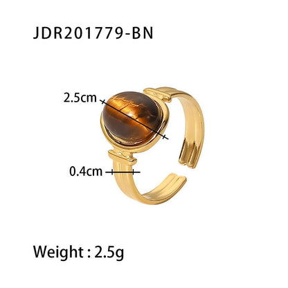 Retro Irregular Gems Do Not Fade Stainless Steel Open Ring