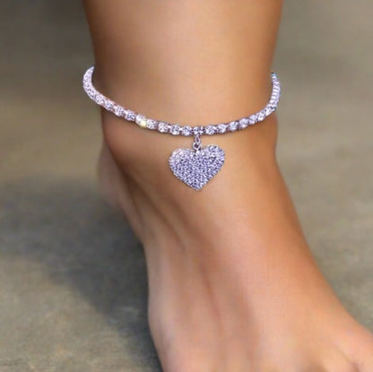 Fashion Zircon Heart Anklet