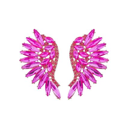 Women's Colorful Rhinestone Fan-shaped Wing Earrings