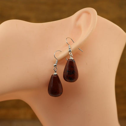 Natural Stone Quartz Tear Water Drop Hook Earring