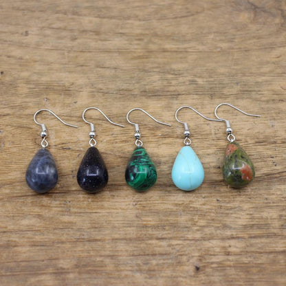 Natural Stone Quartz Tear Water Drop Hook Earring