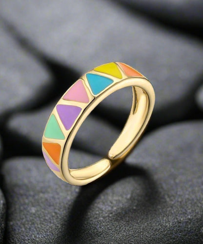 Personalized Color Oil Dripping Geometric Opening Ring