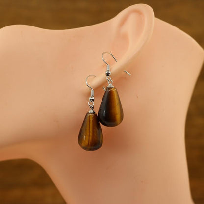 Natural Stone Quartz Tear Water Drop Hook Earring