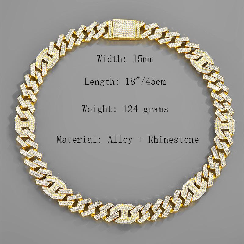 Hip-Hop Geometric Alloy Plating Inlay AAA Rhinestones Men's Necklace