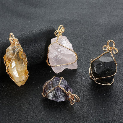 Natural Raw Irregular Stone Handmade Crystal Pendant