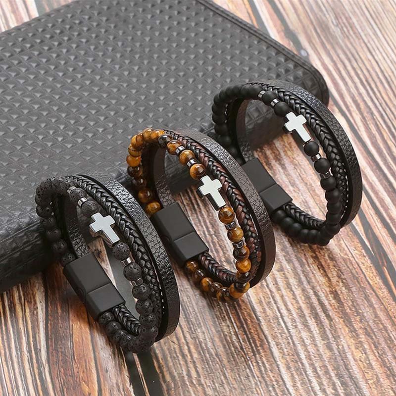 Geometric Gem Metal Patchwork Men Bracelets