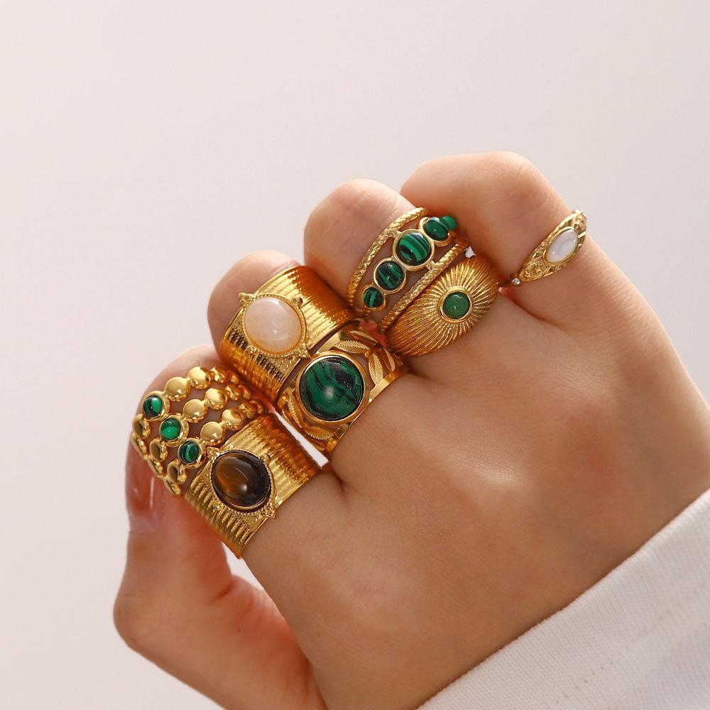 Retro Irregular Gems Do Not Fade Stainless Steel Open Ring