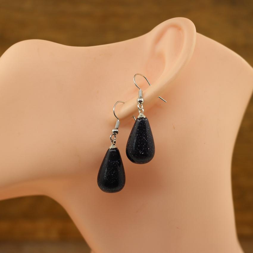 Natural Stone Quartz Tear Water Drop Hook Earring