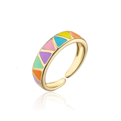 Personalized Color Oil Dripping Geometric Opening Ring