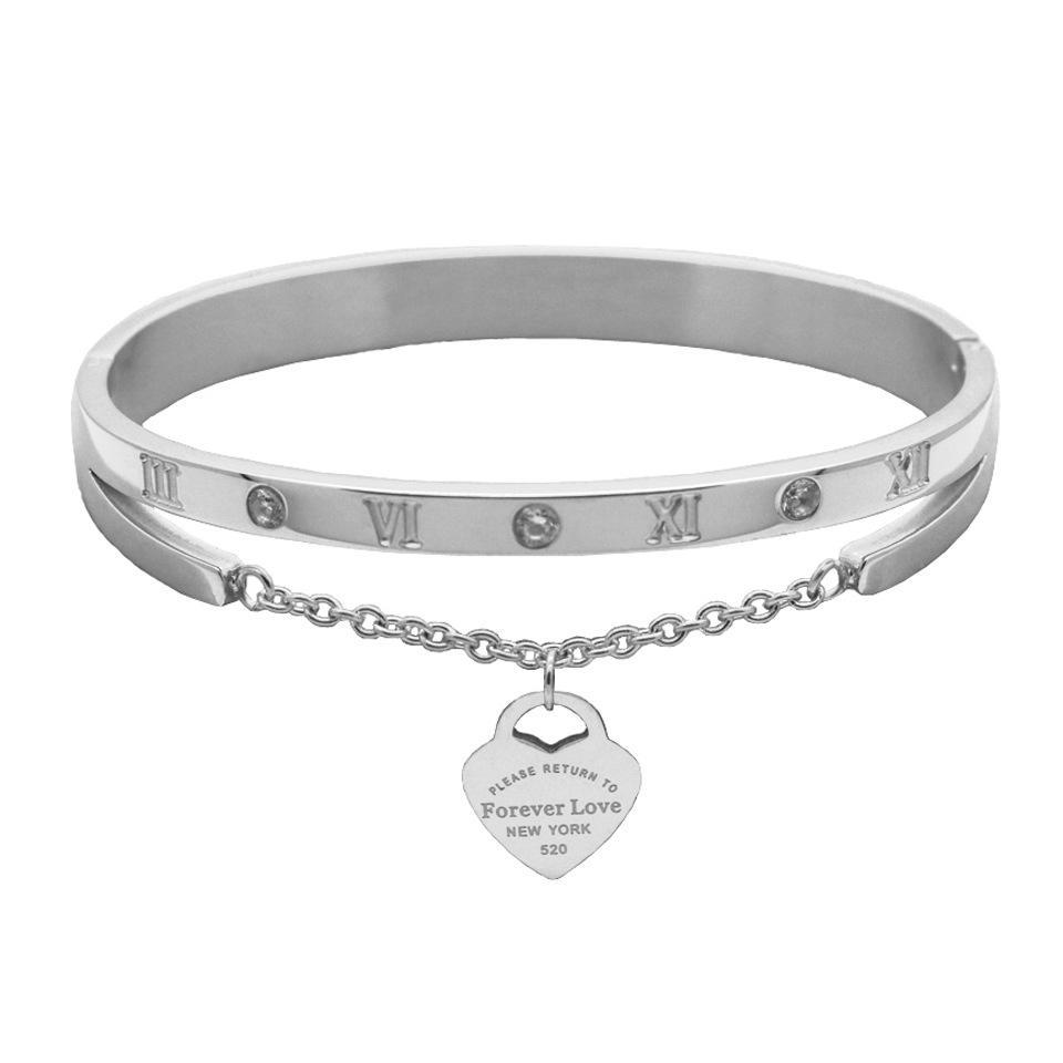 Heart Shape Titanium Steel Plating Bangle