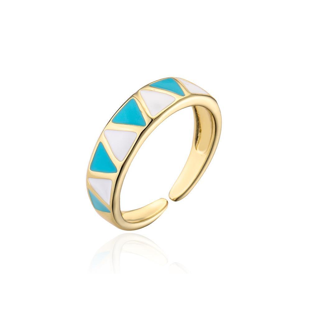 Personalized colour Oil Dripping Geometric Opening Ring