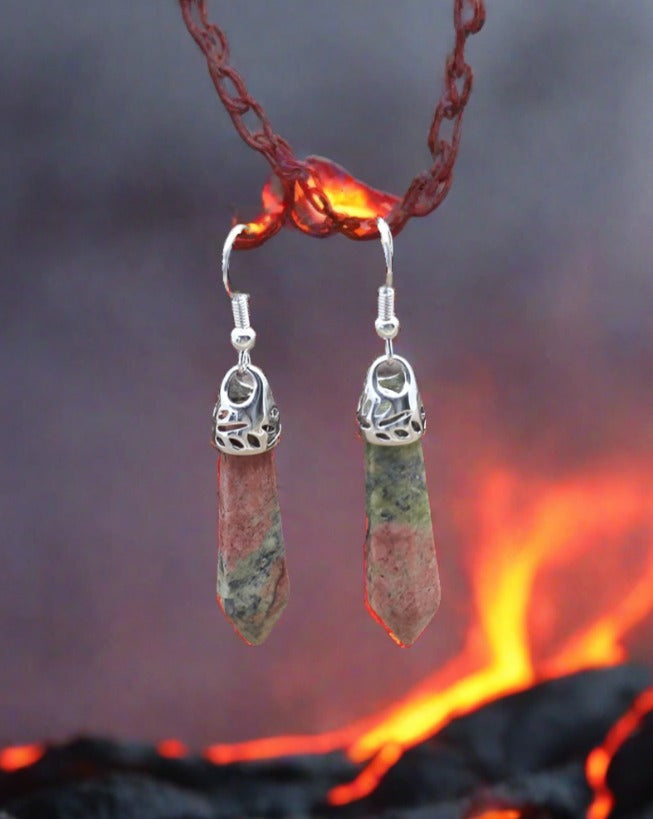 Handmade Natural Stone Hexagonal Quartz Hook Earring