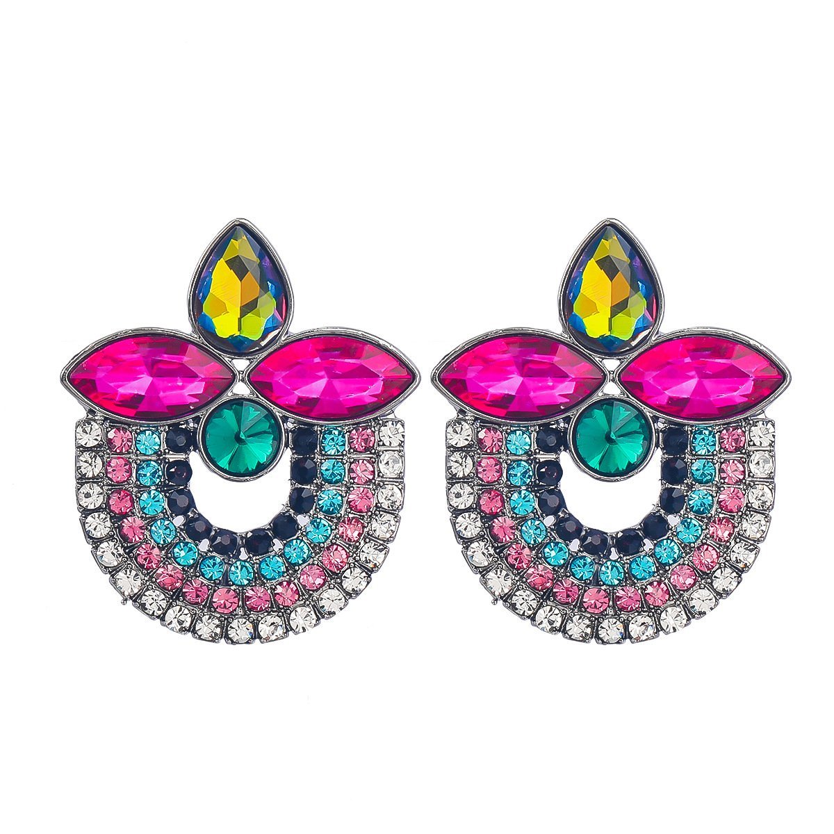 Women's Colorful Rhinestone Retro Multi-layer Earrings