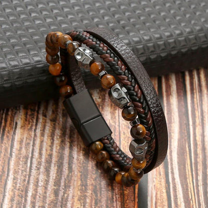 Geometric Gem Metal Patchwork Men'S Bracelets