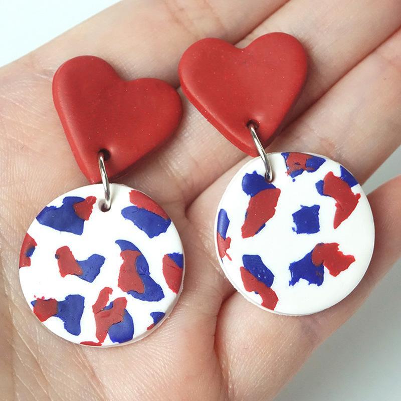 Peach Heart Flag colour Matching Unique Clay Earrings