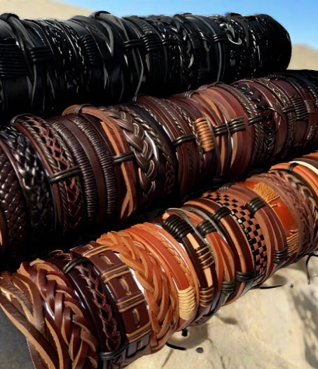 100pcs Retro Leather Ethnic Tribal Jewelry Bracelets