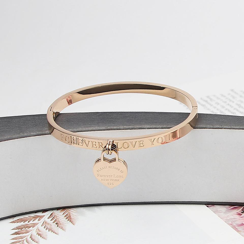 Heart Shape Titanium Steel Plating Bangle