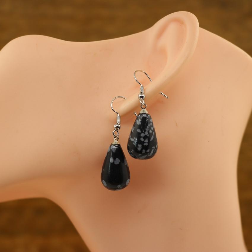 Natural Stone Quartz Tear Water Drop Hook Earring