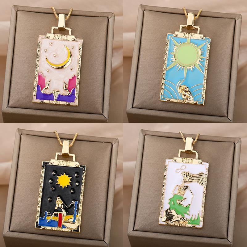 Square Tarot Cards Necklaces for Women