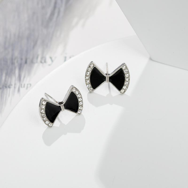 Silver Pin and Diamond Clover Stud Earrings