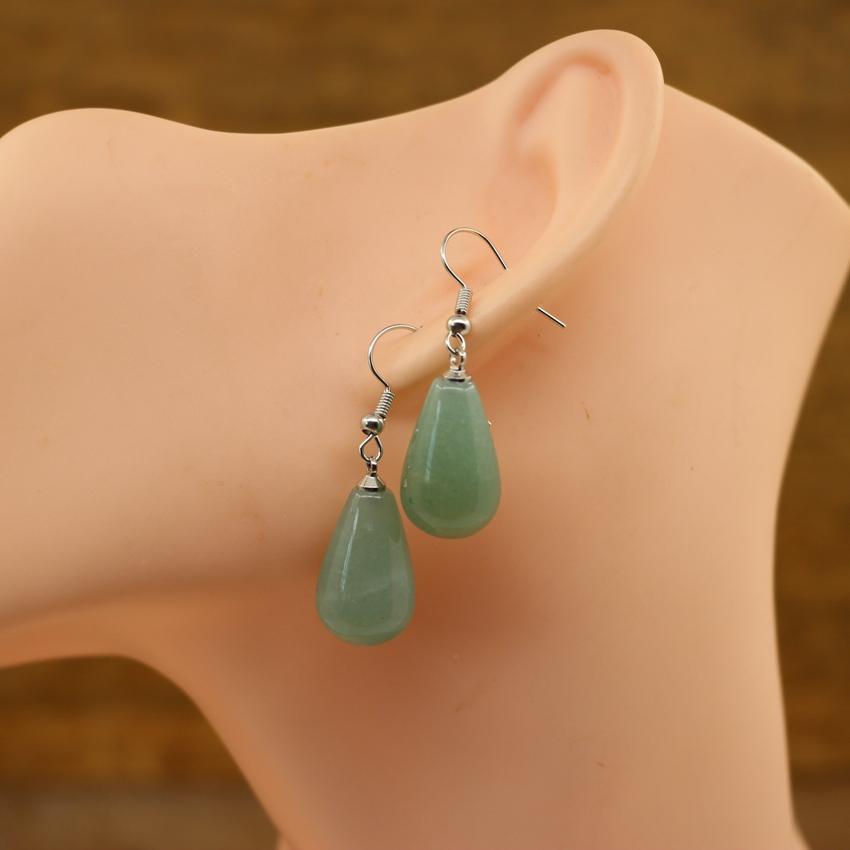 Natural Stone Quartz Tear Water Drop Hook Earring