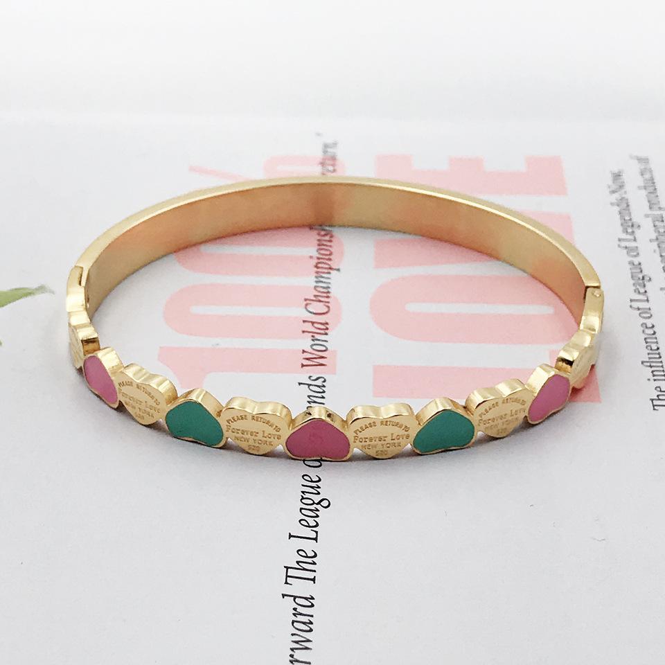 Heart Shape Titanium Steel Plating Bangle