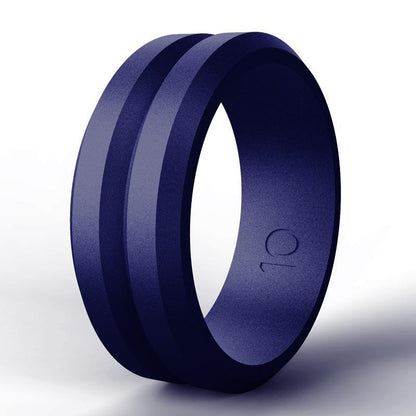 V Groove Beveled Men's Silicone Ring