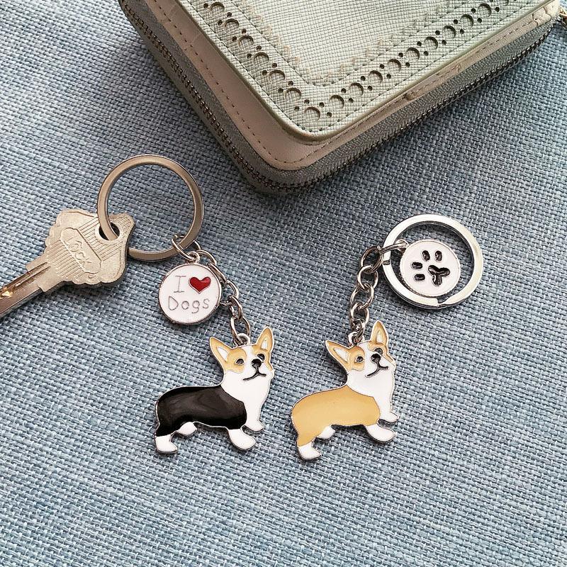 Multicolour Pet Dog Painted Zinc Alloy Keychain