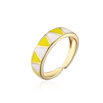 Personalized Color Oil Dripping Geometric Opening Ring