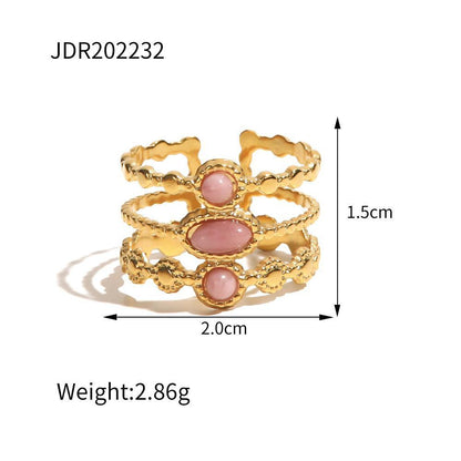 Retro Irregular Gems Do Not Fade Stainless Steel Open Ring