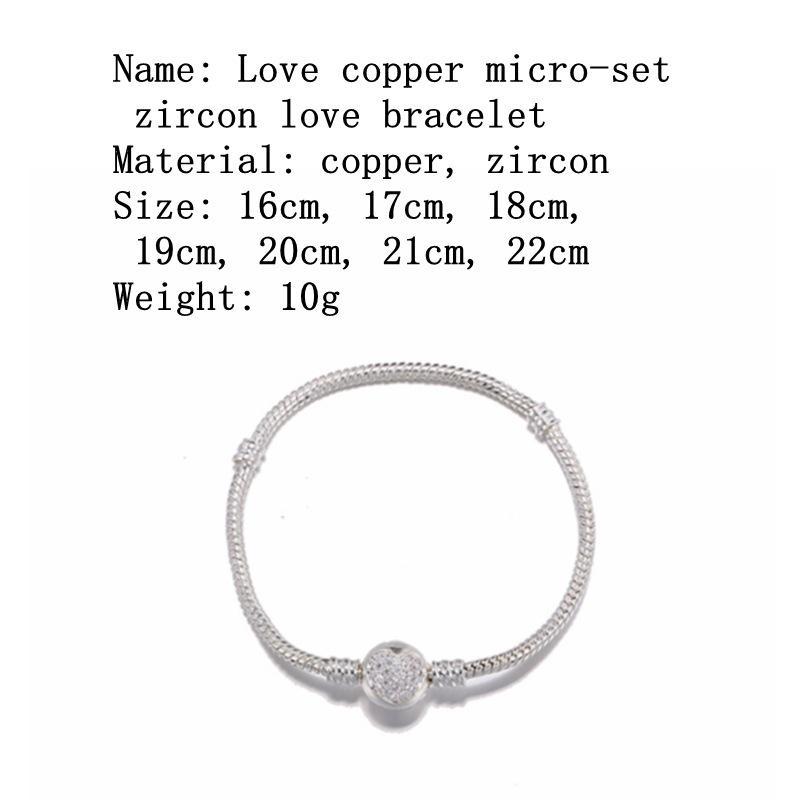 DIY love copper micro setting Zircon Bracelet