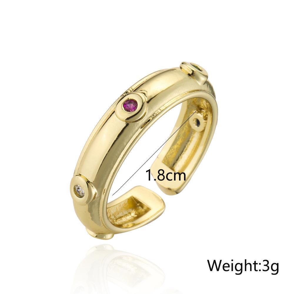 Vintage Gold Color Zircon Geometric Open Ring