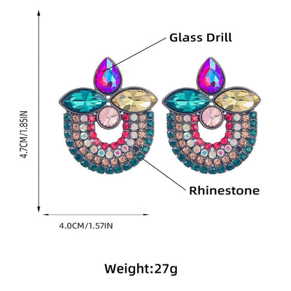 Women's Colorful Rhinestone Retro Multi-layer Earrings