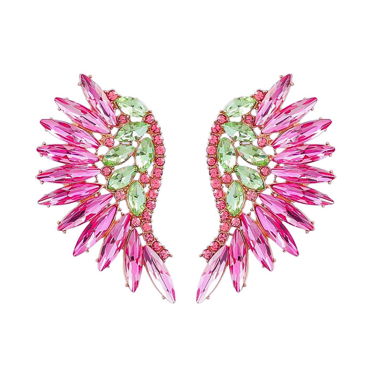 Women's Colorful Rhinestone Fan-shaped Wing Earrings