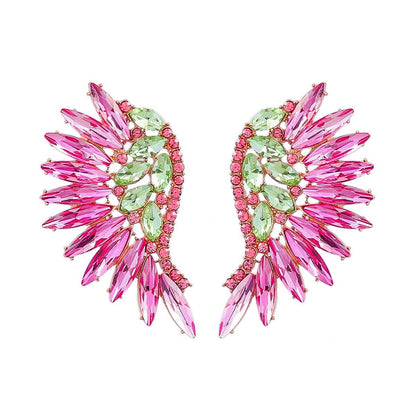 Women's Colorful Rhinestone Fan-shaped Wing Earrings