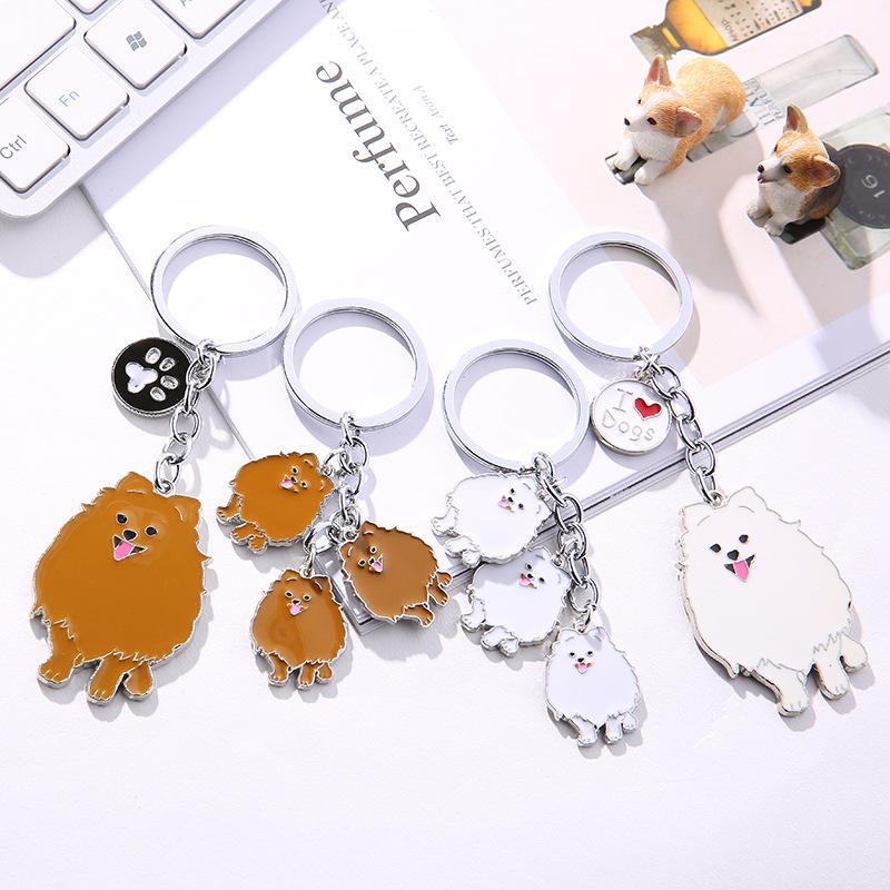 Multicolour Pet Dog Painted Zinc Alloy Keychain