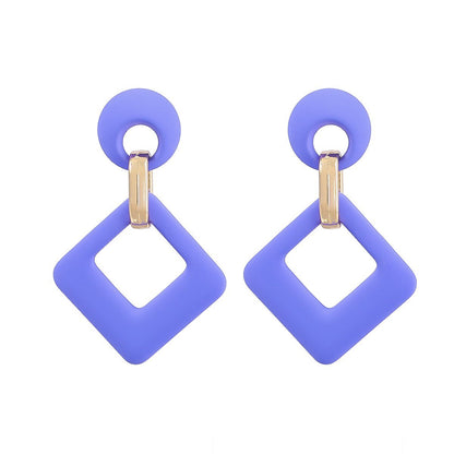 Fashion Simple Pure Color Haze Blue Stud Earrings