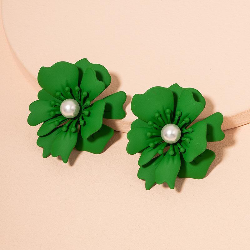 New Creative Fashion Solid colour Flower Earrings