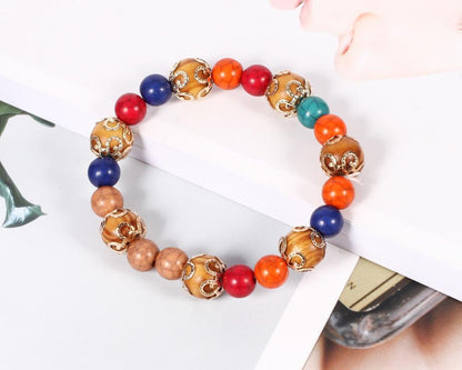 Handmade Bohemia Wood Beads Chain Bracelet Set